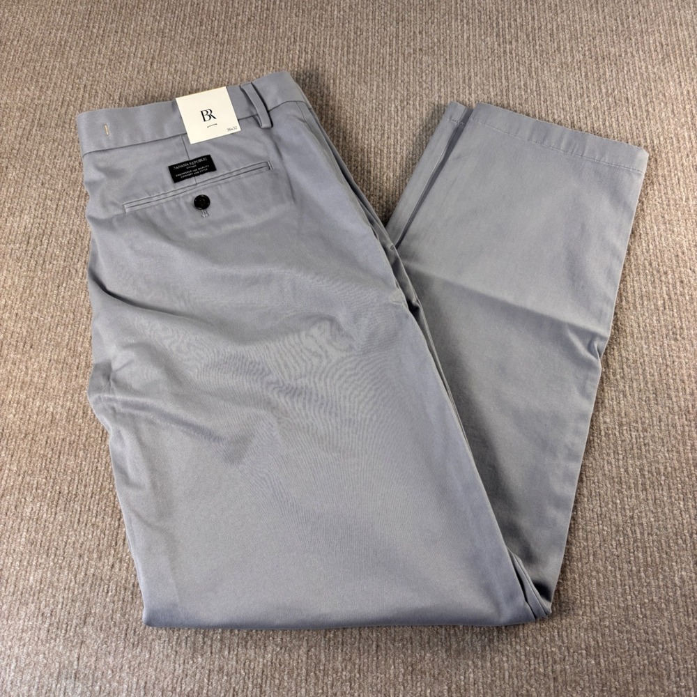 Banana Republic Rapid Movement Chino Pants Mens 36x32 Gray Tapered Fit New